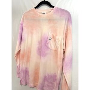 PINK By Victoria  Secret Purple Tie-Dye Over Sized T Shirt Long Sleeve Women XS